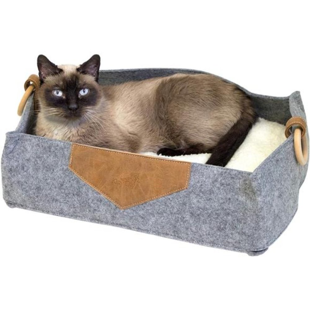 Kitty City Felt Lounge Sleeper Bed, Warm and Cozy cat Bed, Gray